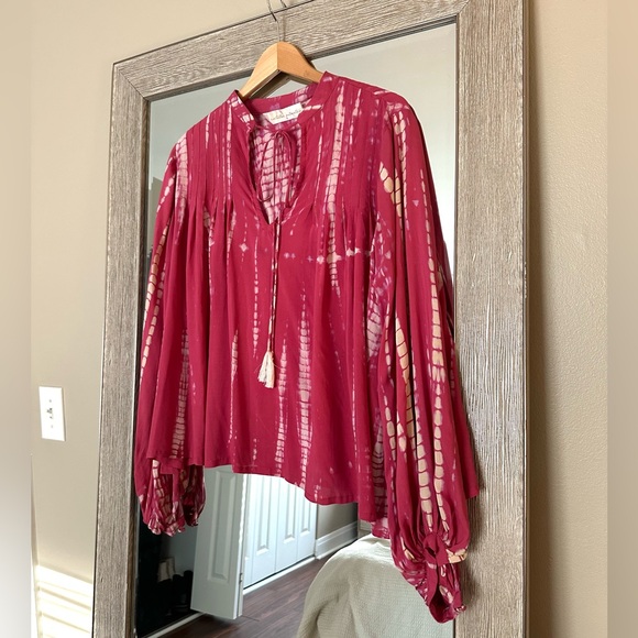 Natalie Martin Revolve Pink Tie Dye Oversized Boho Blouse Size Small - Picture 1 of 5
